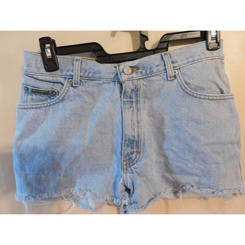 Calvin Klein Jeans Womens High Rise Distressed Raw Hem Denim Shorts Blue Size 10
